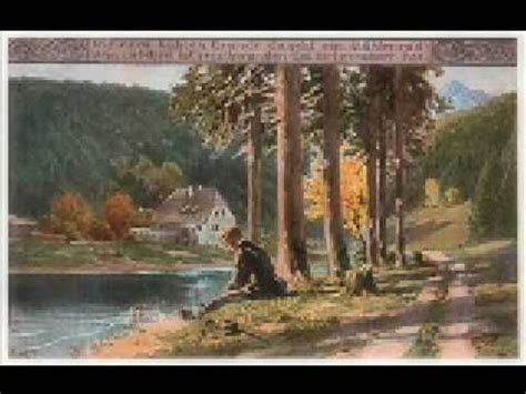 A Painting Of A Man Sitting On The Side Of A River Next To A Forest