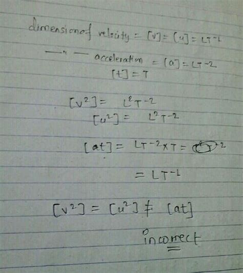 Check Whether The Equation Is Dimensionally Correct V U As