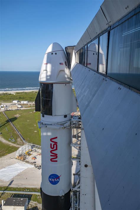 Spacex Falcon Rocket With Crew Dragon Rolls To Launch Pad