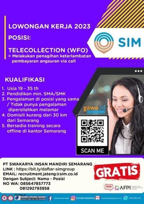 Lowongan Kerja Telecollection Wfo Di Pt Swakarya Insan Mandiri