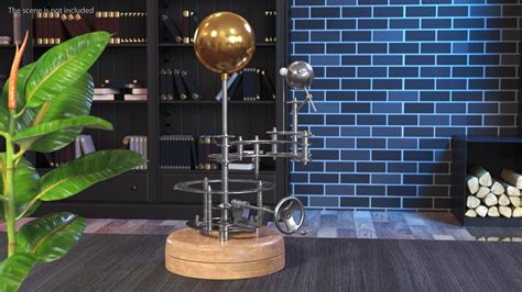 Steel Antique Orrery Solar System Rigged For Cinema D D Model