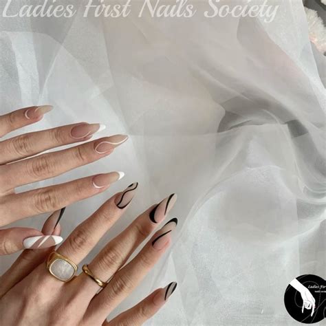 Nude Nails White Lines Etsy