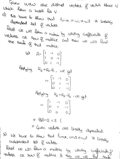 Solved Letu V Wbe Distinct Vectors Of A Vector SpaceV Which Form A