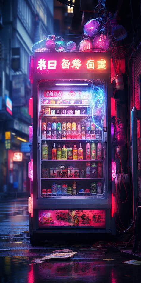 Cyberpunk Neon Vending Machines