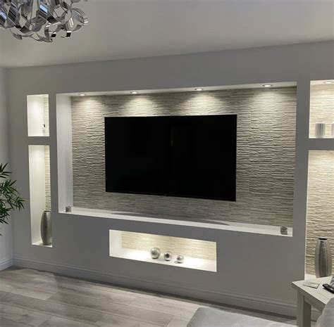 Modern Stone TV Wall Design Ideas You'll Love | Stone Fireplace TV Wall | Tv Unit For Living ...