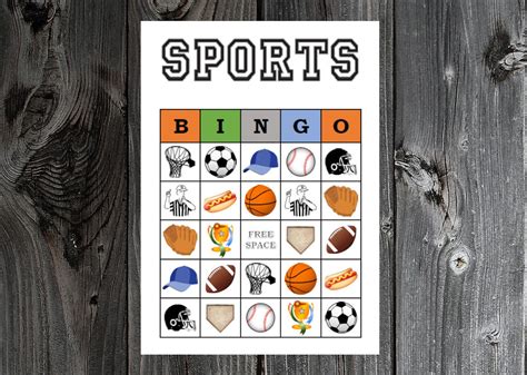 Sports Bingo Printable Sports Baseball Football Soccer Basketball