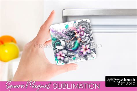 Watercolor Mermaid Magnet Sublimation Summer Magnet Design By Orange