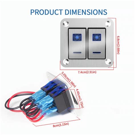 New Metal Waterproof Switch Panel 12V 24V Dual Light Switch 2 3 4 6 8