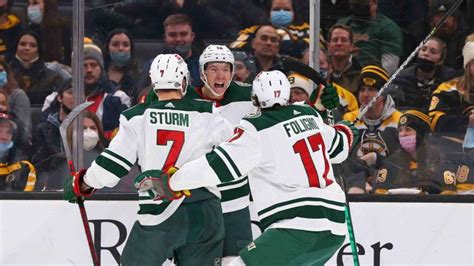 Wild's Matt Boldy scores first career goal in NHL debut vs. hometown Bruins in front of family ...