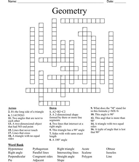 Geometry Crossword Wordmint