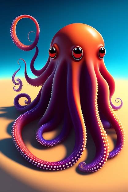 Premium AI Image | An orange octopus with blue and orange colors