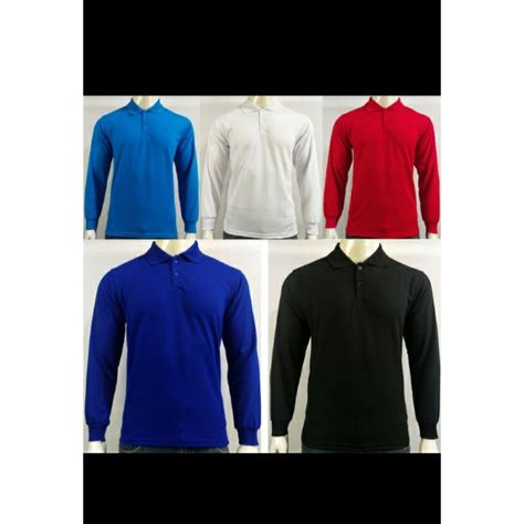 Jual Kaos polo kerah kaos berkerah lengan panjang bahan lakos katun
