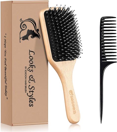 L’ange Hair Siena Paddle Nylon Boar Brush Helps Groom And Detangle Boar And