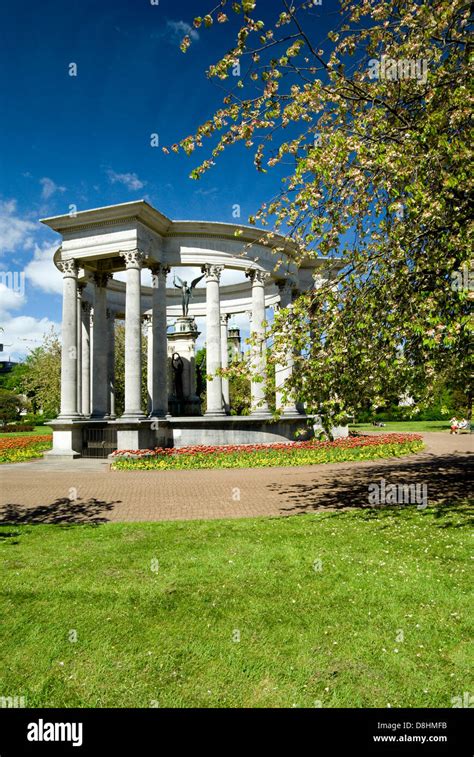 National War Memorial and tulips Alexandra Gardens, Cathays Park