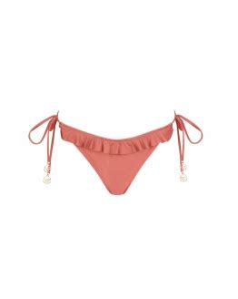 Shiva Side Tie Thong Low Rise Frilly Bikini Bottom M Vivienvance