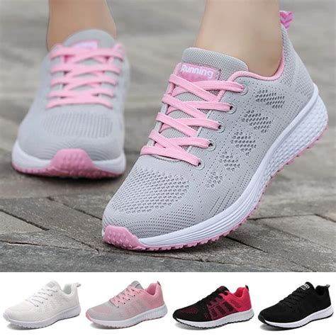 Sport Shoes For Women Tennis Shoes 2020 Lace Up Fashion Breathable Mesh