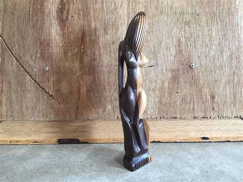 2 Tone Wood Carving Nude Woman Figurine Sculpture Statue Woman Figurine Etsy
