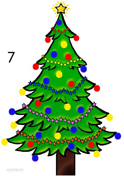 How To Draw A Christmas Tree Step By Step Pictures