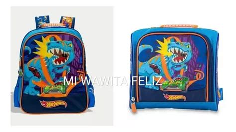 Set Mochila Hot Wheels Rex Oficio Lonchera Original Env O Gratis