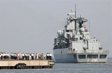 german navy ship leaves wilhelmshaven germany editorial stock photo