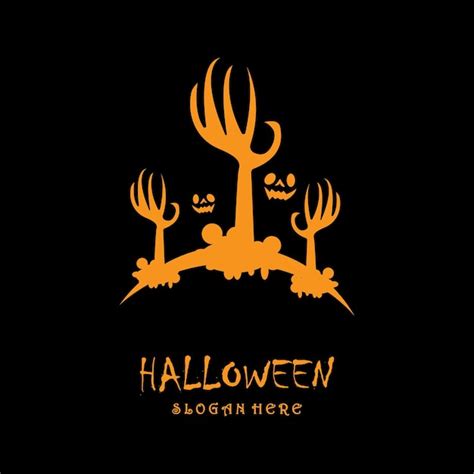 Logotipo De Halloween Con Plantilla Slogan Vector Premium