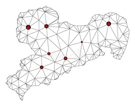 Mapa Vectorial De Malla De Red Poligonal Lockdown Del Estado De Sajonia