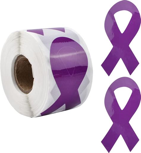 Purple Ribbon Sticker 250 Pcs Awareness Purple Ribbon Stickers Purple Infantile Spasms Vulvar