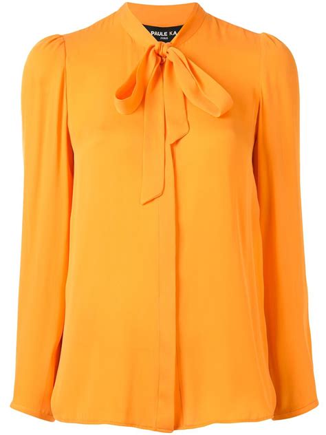 Buy Paule Ka Vibrant Pussy Bow Blouse Orange At Off Editorialist