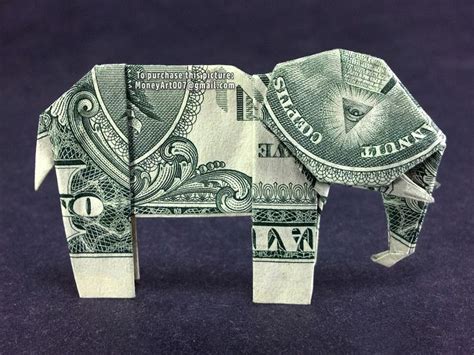 Elephant Money Origami One $1 Dollar Bill Cash Gift | Dollar bill ...