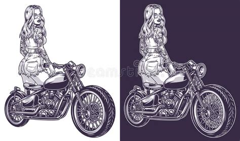 Cool Girl Motorcyclist Monochrome Emblem Stock Vector - Illustration of beauty, trendy: 261543702