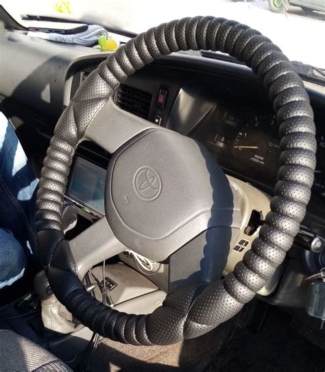 Оплетка на руль леской на toyota hilux surf черный перфорированный ...