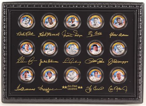 Baseball Legends Set Of K Gold Plated Colorized State Quarters With Babe Ruth Ted