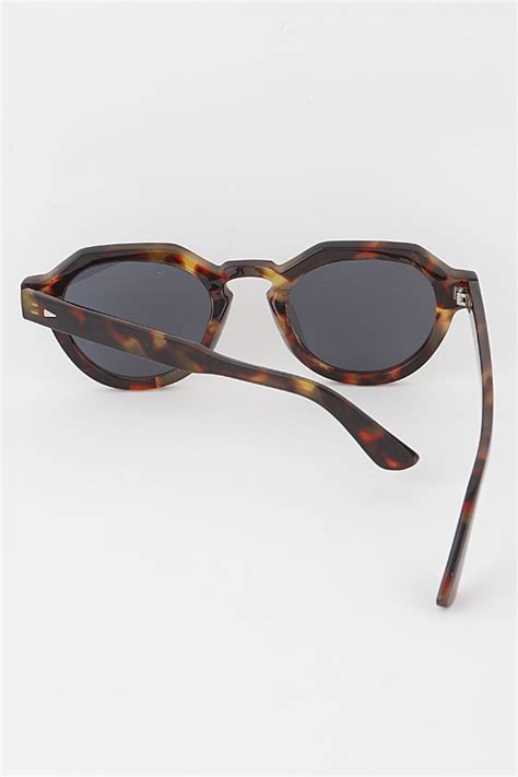80386 Mix Color Blocky Tinted Round Sunglasses