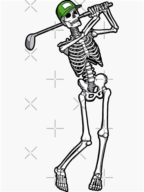 Golf Funny Golfing Skeleton Golfer Halloween Pattern Sticker For Sale