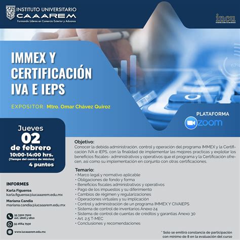 IMMEX Y Certificación IVA E IEPS IUCAAAREM