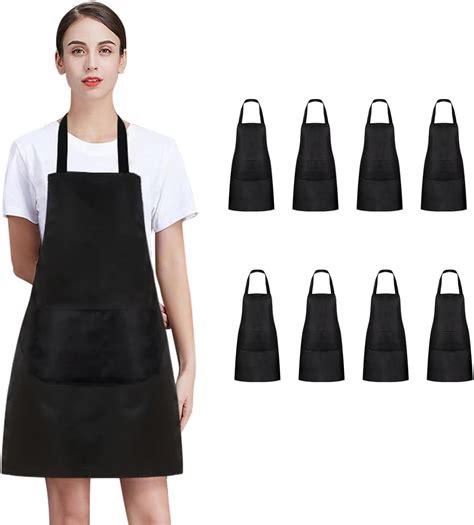 81224 Pack Plain Bib Aprons Bulk Black Commercial Apron With 2