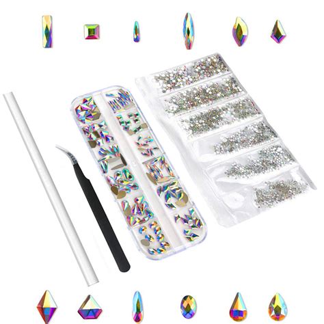 Pack Mixed Size Diy Nail Art Rhinestones Flatback Crystal D Stones