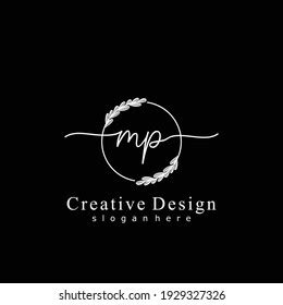 Mp Initial Calligraphy Handwritten Logo Handwritten Stock Vector