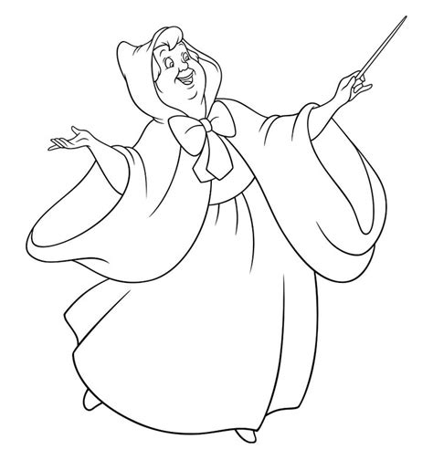 Cinderella Fairy Godmother Coloring Book Page Disney Character