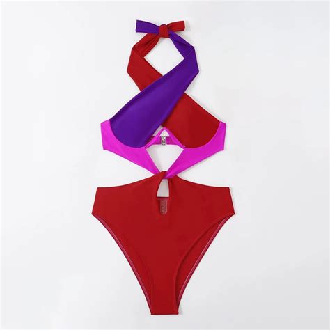 Summer Savings Women S Color Block Bikini Sets Adjustable Suspenders Backless Fashion Sexy
