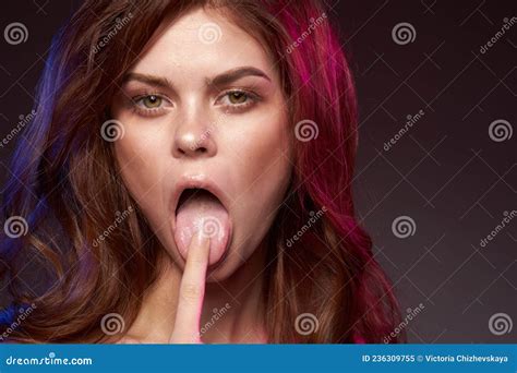 Beautiful Woman Makeup Posing Naked Shoulders Hairstyle Model Lifestyle Stock Image Image Of