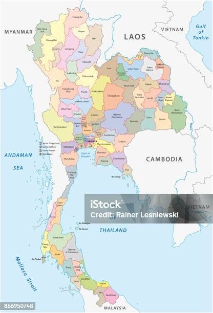 タイの行政地図 地図のベクターアート素材や画像を多数ご用意 地図 タイ王国 ミャンマー Istock