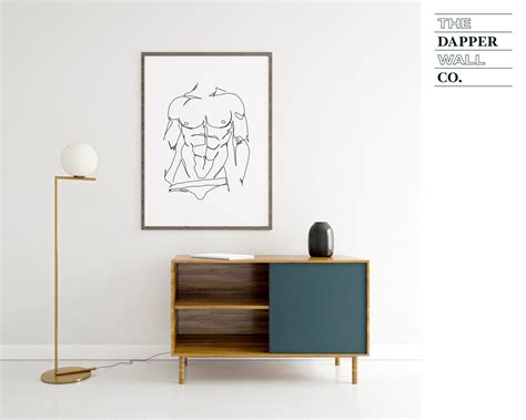 Abstract Man Body Art One Line Drawing Man Man Line Art Male Body Print Man Nude Art Naked