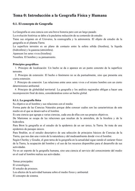 Geografía Tema 0 Introducción A La Geografía Física Y Humana 0 El