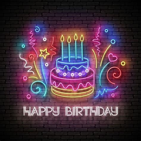 Неоновая надпись с днем рождения - фото и картинки abrakadabra.fun