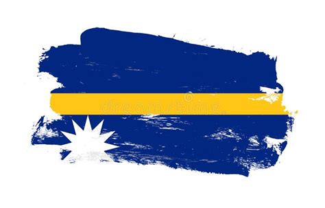 Pincel De Pincel Pintado De La Bandera Angustiada De Nauru Sobre Fondo