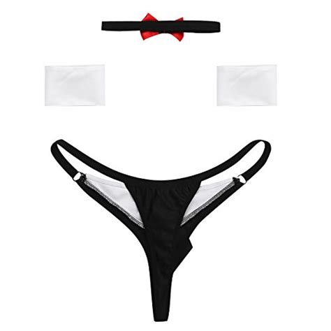 TiaoBug Novelty Sexy Men Waiter Lingerie Tuxedo Tux Stripper Thong G String Set Costume Panty