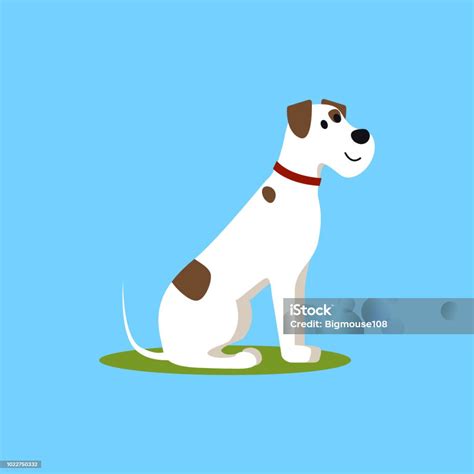 Kartun Warna Lucu Puppy Di Rumput Hijau Vektor Ilustrasi Stok Unduh