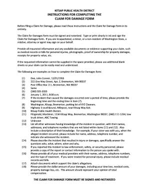 Fillable Online Instructions For Completing The Claim For Damage Form