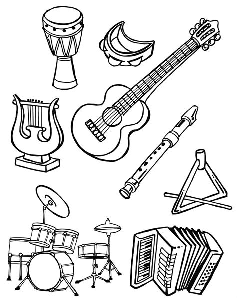 Orchestra Instruments Printable Worksheets Sketch Coloring Page Artofit